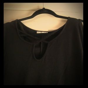 Black Flowy Open Shoulder Top